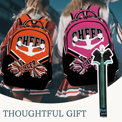 Cheerleader Backpack with Cheer Pin Strap, Backpack For Cheerleading, Cheerleader Gifts for Team Women (Black White) in Saudi Arabia