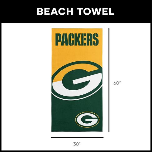 Northwest NFL Green Bay Packers Microfiber Beach Towel, 30 x 60 Inches – Quick Dry, Sand Resistant, Lightweight, Highly Absorbent, Incisor Design in Saudi Arabia