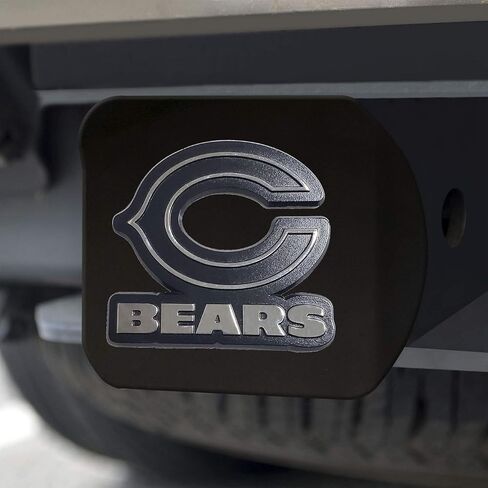Chicago Bears NFL Black Metal Hitch Cover with 3D Black and Chrome Team Logo by FANMATS - Unique Round Molded Design – Easy Installation on Truck, SUV, Car - Ideal Gift for Die Hard Football Fan in Saudi Arabia