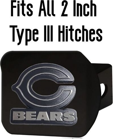 Chicago Bears NFL Black Metal Hitch Cover with 3D Black and Chrome Team Logo by FANMATS - Unique Round Molded Design – Easy Installation on Truck, SUV, Car - Ideal Gift for Die Hard Football Fan in Saudi Arabia