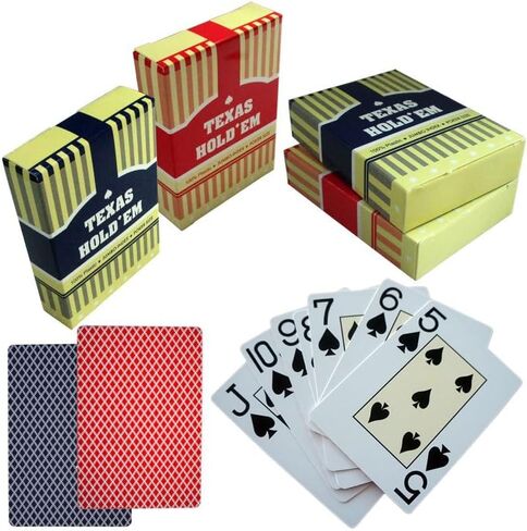 بطاقات لعب بلاستيكية مقاومة للماء من A Box Texas Hold'em - نسخة مطبوعة كبيرة مناسبة ليالي اللعب العائلية للبالغين وكبار السن in Saudi Arabia