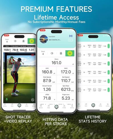 Portable Golf Launch Monitor, Simulators for Home & Training, Mobile Launch Monitor for Golf Swing Analysis, Tracker & Swing Analyzer, Indoor Outdoor Use, Up to 10 Hours Battery Life. in Saudi Arabia