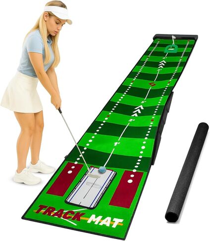 Golf Putting Mat 10ft, Indoor & Outdoor Portable Putting Green with Ball Bouncer, Putting Cup, Alignment Mirror, Roller Brush and Adjustable Slope Wedges, Ideal Practice Mat for Home or Office in Saudi Arabia