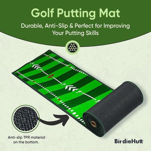 Golf Putting Mat 10ft, Indoor & Outdoor Portable Putting Green with Ball Bouncer, Putting Cup, Alignment Mirror, Roller Brush and Adjustable Slope Wedges, Ideal Practice Mat for Home or Office in Saudi Arabia