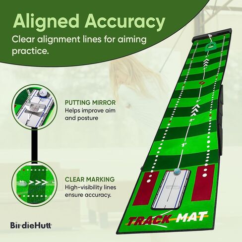 Golf Putting Mat 10ft, Indoor & Outdoor Portable Putting Green with Ball Bouncer, Putting Cup, Alignment Mirror, Roller Brush and Adjustable Slope Wedges, Ideal Practice Mat for Home or Office in Saudi Arabia