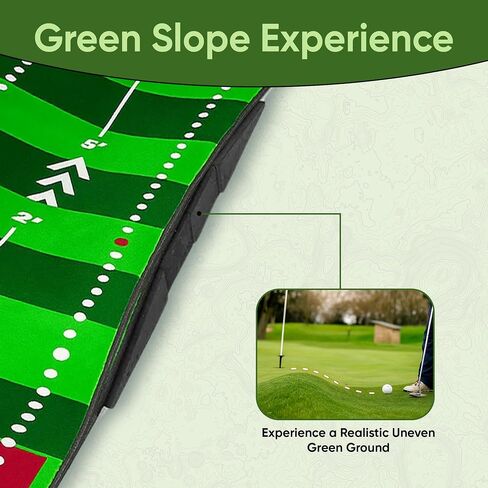 Golf Putting Mat 10ft, Indoor & Outdoor Portable Putting Green with Ball Bouncer, Putting Cup, Alignment Mirror, Roller Brush and Adjustable Slope Wedges, Ideal Practice Mat for Home or Office in Saudi Arabia