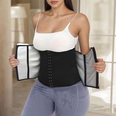 Women's Corset Fitness Yoga Zipper Design Sweating And Shaping Waist Abdominal Contraction in Saudi Arabia