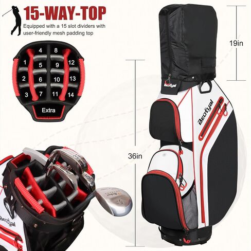Cart Golf Bag 15 Way Organizer Divider Top Golf Club Bags Lightweight Golf Cart Bags for Men Women with Cooler, Rain Cover in Kuwait