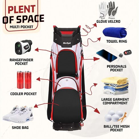 Cart Golf Bag 15 Way Organizer Divider Top Golf Club Bags Lightweight Golf Cart Bags for Men Women with Cooler, Rain Cover in Kuwait
