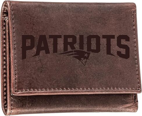 Team Sports America NFL New England Patriots Brown Wallet | Tri-Fold | Officially Licensed Stamped Logo | Made of Leather | Money and Card Organizer | Gift Box Included in Saudi Arabia
