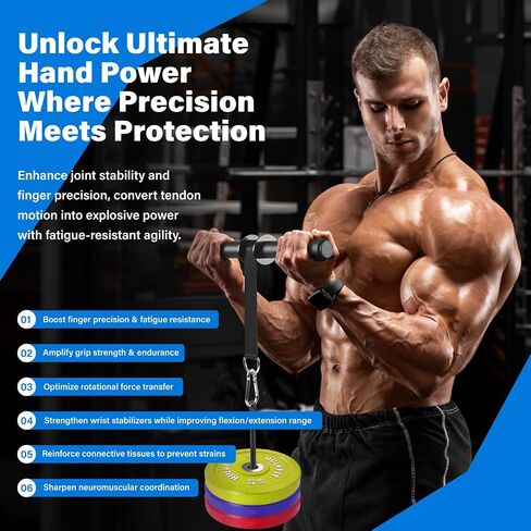 Wrist Roller Forearm Exerciser with Hidden-Link Design, Non-slip Grips,Tray for Common Weight Plates. Ideal Forearm Trainer & Wrist Roller for Workout, Sports,Preventing Injuries in Saudi Arabia