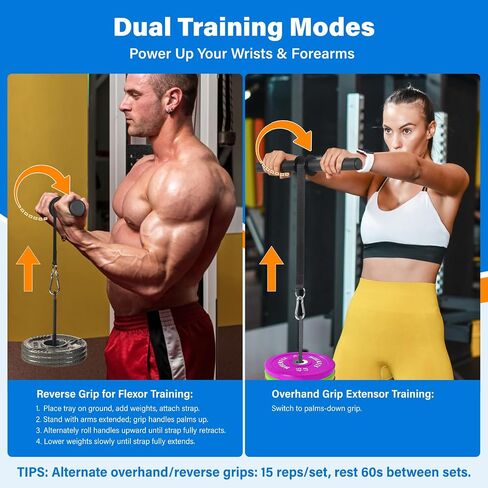 Wrist Roller Forearm Exerciser with Hidden-Link Design, Non-slip Grips,Tray for Common Weight Plates. Ideal Forearm Trainer & Wrist Roller for Workout, Sports,Preventing Injuries in Saudi Arabia