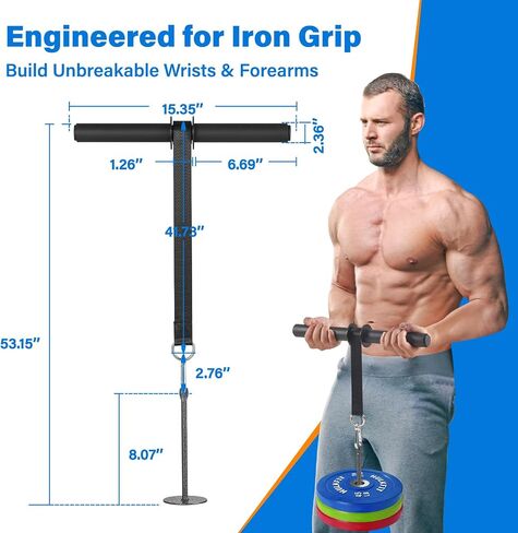 Wrist Roller Forearm Exerciser with Hidden-Link Design, Non-slip Grips,Tray for Common Weight Plates. Ideal Forearm Trainer & Wrist Roller for Workout, Sports,Preventing Injuries in Saudi Arabia