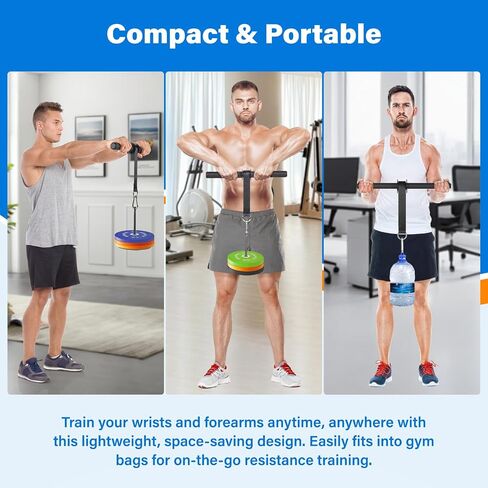Wrist Roller Forearm Exerciser with Hidden-Link Design, Non-slip Grips,Tray for Common Weight Plates. Ideal Forearm Trainer & Wrist Roller for Workout, Sports,Preventing Injuries in Saudi Arabia