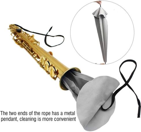 Sax Cleaning Cloth Ultrafine Fiber Material Saxophone Cleaner Cloth Pull Through Cloth for Sax Inside Tube(Gray) in Saudi Arabia