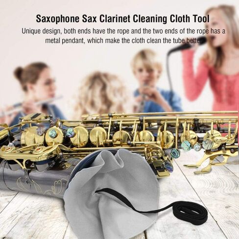 Sax Cleaning Cloth Ultrafine Fiber Material Saxophone Cleaner Cloth Pull Through Cloth for Sax Inside Tube(Gray) in Saudi Arabia