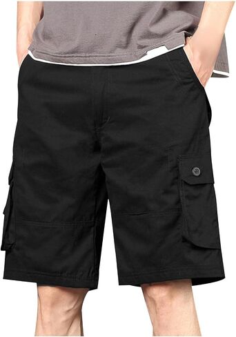 Cargo Shorts for Men Big and Tall Cotton Shorts Drawstring Casual Work Shorts Loose Fit Lounge Shorts with Pockets in Saudi Arabia