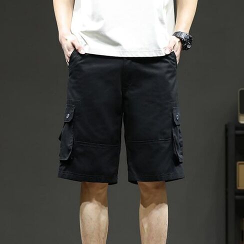 Cargo Shorts for Men Big and Tall Cotton Shorts Drawstring Casual Work Shorts Loose Fit Lounge Shorts with Pockets in Saudi Arabia