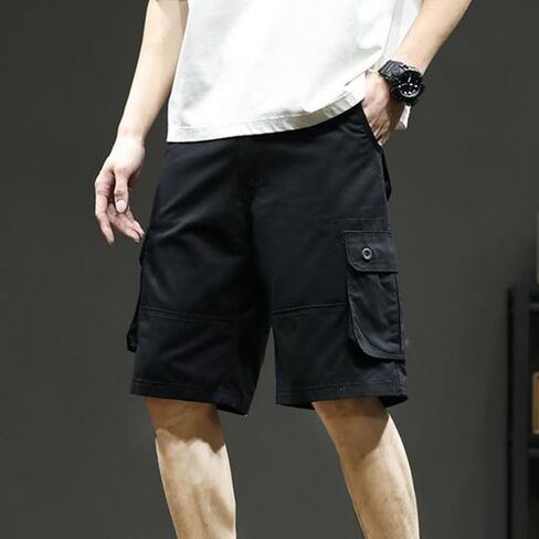 Cargo Shorts for Men Big and Tall Cotton Shorts Drawstring Casual Work Shorts Loose Fit Lounge Shorts with Pockets in Saudi Arabia