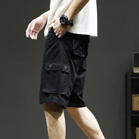 Cargo Shorts for Men Big and Tall Cotton Shorts Drawstring Casual Work Shorts Loose Fit Lounge Shorts with Pockets in Saudi Arabia