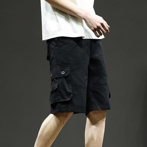 Cargo Shorts for Men Big and Tall Cotton Shorts Drawstring Casual Work Shorts Loose Fit Lounge Shorts with Pockets in Saudi Arabia