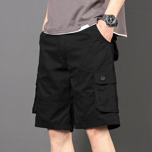 Cargo Shorts for Men Big and Tall Cotton Shorts Drawstring Casual Work Shorts Loose Fit Lounge Shorts with Pockets in Saudi Arabia