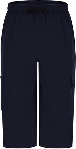 Mens Long Cargo Shorts Below Knee Work Shorts Big and Tall Tactical Shorts Summer Drawstring Casual Travel Shorts in Saudi Arabia