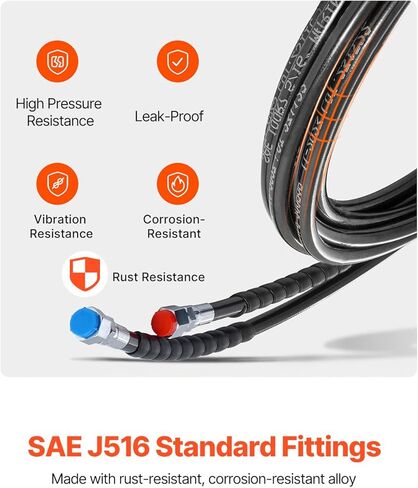 VEVOR 20ft Hydraulic Steering Hose, Outboard Hose Kit, 2-Pack Leak-Proof TPEE Hoses, Compatible with Marine Outboard Steering Systems up to 300 HP, Easy Installation, No Cutting Needed in Kuwait