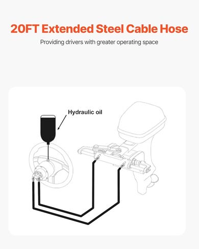 VEVOR 20ft Hydraulic Steering Hose, Outboard Hose Kit, 2-Pack Leak-Proof TPEE Hoses, Compatible with Marine Outboard Steering Systems up to 300 HP, Easy Installation, No Cutting Needed in Kuwait