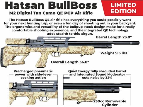 بندقية الهواء Hatsan BullBoss QE مع أهداف ورقية قابلة للارتداء 4U 100x وحزمة كريات الرصاص in Kuwait
