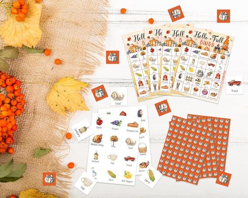 Fall Bingo Game Cards, Autumn Games for Adults Large Group Friends Family, Outdoor Indoor Bingo Party Games Set, Thanksgiving Holiday Party Favors Decorations -02 in Saudi Arabia