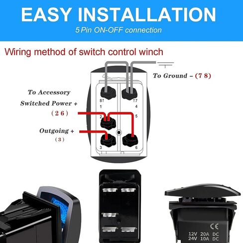 10 Gang Marine Rocker Switch Panel Waterproof 12V-24V 5 Pin SPST LED Toggle Switch ON Off, Boat Cockpit Switch Control Panel for Automotive Racing Car RV ATV UTV Truck Campervan (Blue) in Saudi Arabia