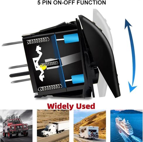 10 Gang Marine Rocker Switch Panel Waterproof 12V-24V 5 Pin SPST LED Toggle Switch ON Off, Boat Cockpit Switch Control Panel for Automotive Racing Car RV ATV UTV Truck Campervan (Blue) in Saudi Arabia