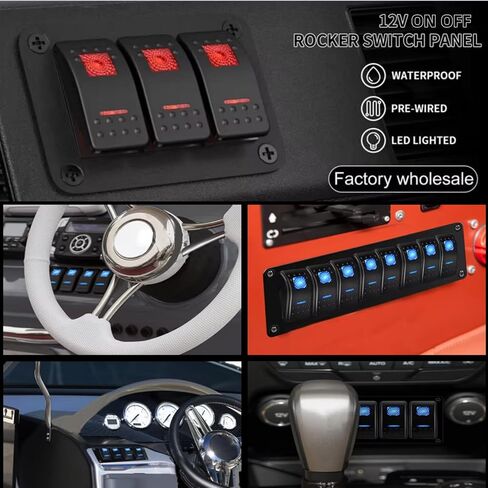 10 Gang Marine Rocker Switch Panel Waterproof 12V-24V 5 Pin SPST LED Toggle Switch ON Off, Boat Cockpit Switch Control Panel for Automotive Racing Car RV ATV UTV Truck Campervan (Blue) in Saudi Arabia