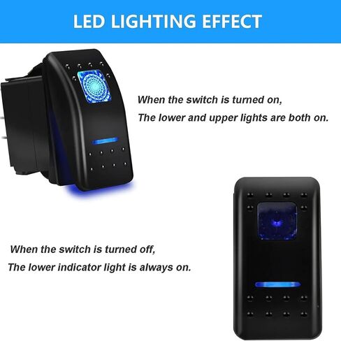 10 Gang Marine Rocker Switch Panel Waterproof 12V-24V 5 Pin SPST LED Toggle Switch ON Off, Boat Cockpit Switch Control Panel for Automotive Racing Car RV ATV UTV Truck Campervan (Blue) in Saudi Arabia