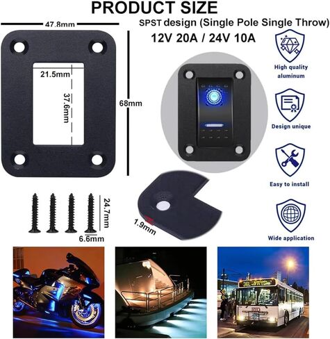 10 Gang Marine Rocker Switch Panel Waterproof 12V-24V 5 Pin SPST LED Toggle Switch ON Off, Boat Cockpit Switch Control Panel for Automotive Racing Car RV ATV UTV Truck Campervan (Blue) in Saudi Arabia