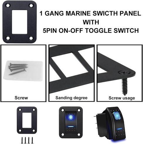 10 Gang Marine Rocker Switch Panel Waterproof 12V-24V 5 Pin SPST LED Toggle Switch ON Off, Boat Cockpit Switch Control Panel for Automotive Racing Car RV ATV UTV Truck Campervan (Blue) in Saudi Arabia