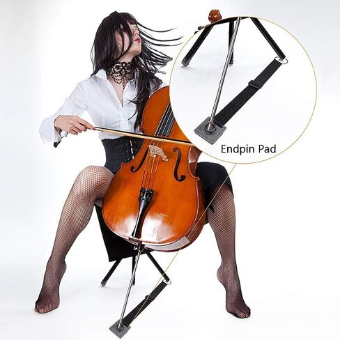 Drfeify Cello Anchor Endpin Non Slip Holder, Nylon Strap Metal Ring Sponge Pad, Adjustable Cello Anchor Stand for Practice Performance (B) in Saudi Arabia