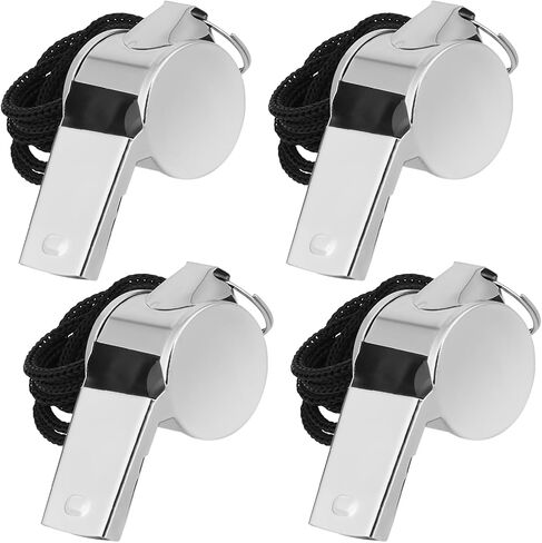 Whistles, 4 Pcs Whistle for Coaches, Stainless Steel Sound Sports Whistles with Lanyard Referee Whistle for Teachers Coaches Emergency Outdoor Sports in Saudi Arabia