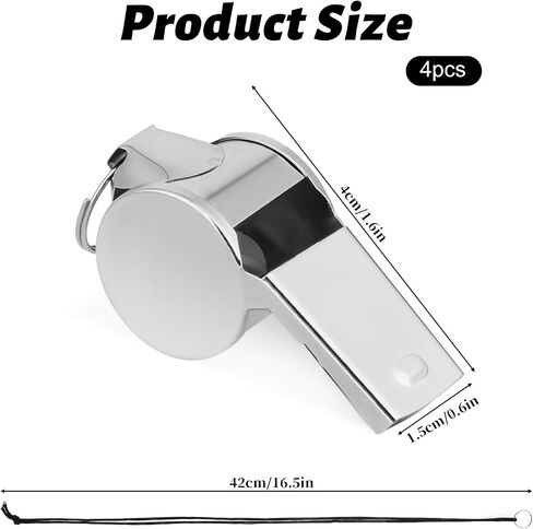 Whistles, 4 Pcs Whistle for Coaches, Stainless Steel Sound Sports Whistles with Lanyard Referee Whistle for Teachers Coaches Emergency Outdoor Sports in Saudi Arabia