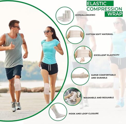 3 Pcs Waist Elastic Bandage Wrap - Latex Free Compression Wrap for Waist Legs Ankle Knee Tummy & Body Lymphedema Support (1.7x3.9in) White in Saudi Arabia
