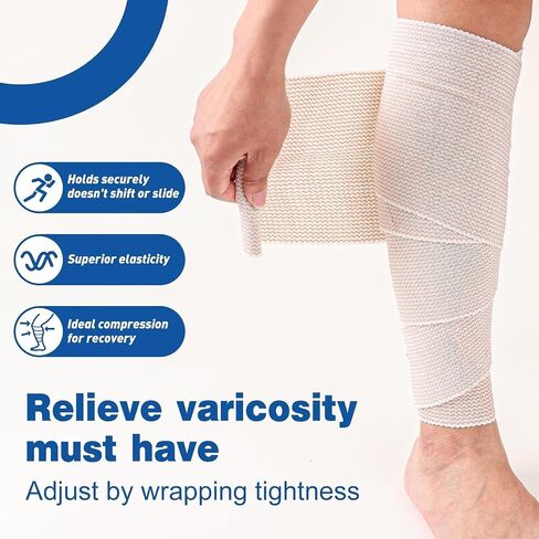 3 Pcs Waist Elastic Bandage Wrap - Latex Free Compression Wrap for Waist Legs Ankle Knee Tummy & Body Lymphedema Support (1.7x3.9in) White in Saudi Arabia