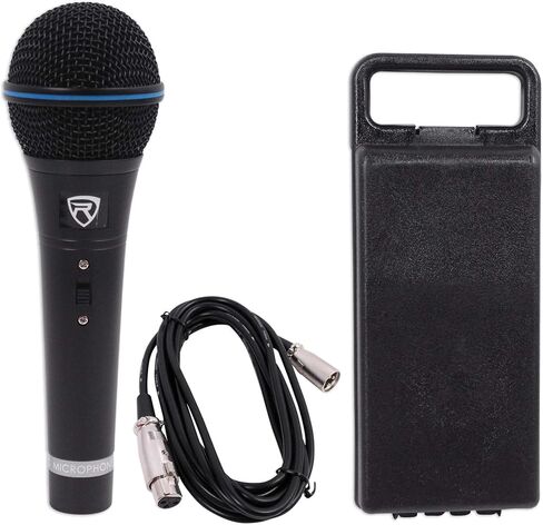 ميكروفون روكفيل RMM-XLR ديناميكي فائق القلب، 600 أوم، جسم معدني، مفتاح تشغيل/إيقاف، كابل XLR بطول 10 أقدام، لمسة نهائية سوداء، للعروض الحية والغناء، قطعتان in Saudi Arabia