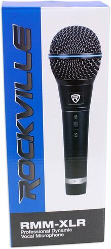 ميكروفون روكفيل RMM-XLR ديناميكي فائق القلب، 600 أوم، جسم معدني، مفتاح تشغيل/إيقاف، كابل XLR بطول 10 أقدام، لمسة نهائية سوداء، للعروض الحية والغناء، قطعتان in Saudi Arabia