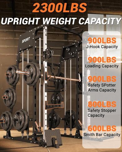 Smith Machines Home Gym with Bench, Squat Rack with Weight Bar, Dual LAT Pull-Down Systems & Cable Crossover Machine for Full-Body Workouts Training in Saudi Arabia