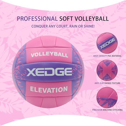 XEDGE Machine Stitched Volleyball - Size 5 Official Game Ball for Indoor/Outdoor Training, Beach, Grass & Court Play in Kuwait