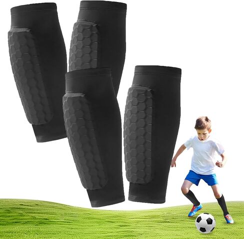 2 Pairs Kids Soccer Shin Guards,Soccer Shin Guards Pads for Youth Adult with Honeycomb Pads Protective Soccer Shin Pads Gear for Boys, Girls in Saudi Arabia