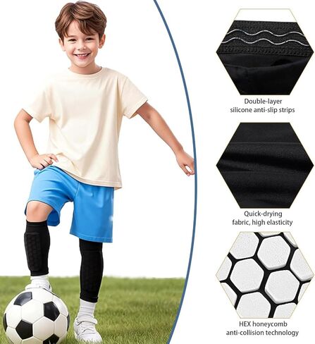 2 Pairs Kids Soccer Shin Guards,Soccer Shin Guards Pads for Youth Adult with Honeycomb Pads Protective Soccer Shin Pads Gear for Boys, Girls in Saudi Arabia