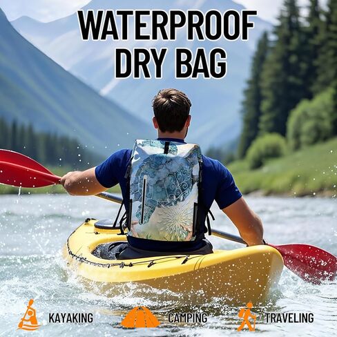 Waterproof Dry Bag Marine Dry Bags for Kayaking Hiking Camouflage Green Backpack Roll-Top Closure Bag - Backpack Waterproof Phone Case 5L in Saudi Arabia