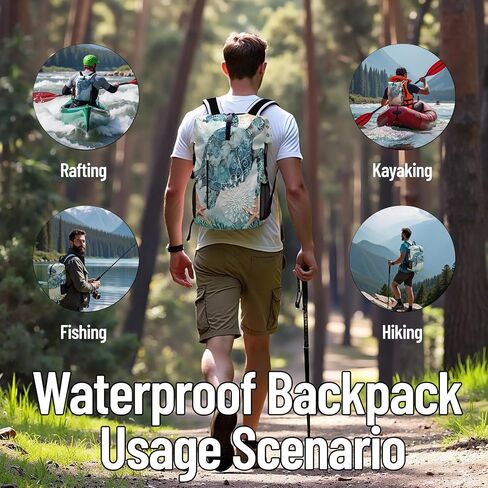 Waterproof Dry Bag Marine Dry Bags for Kayaking Hiking Camouflage Green Backpack Roll-Top Closure Bag - Backpack Waterproof Phone Case 5L in Saudi Arabia